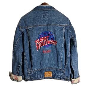Vintage 1991 Plant Hollywood Reno Denim Trucker Jean Jacket Sz L Unisex